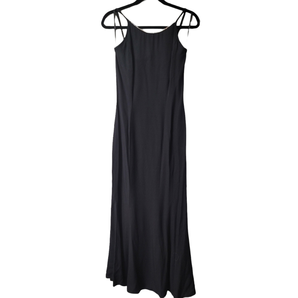 Vintage Gunnie Sax Jessica McClintock Crystal embellished Black Maxi Dress SZ 6 - Picture 9 of 16